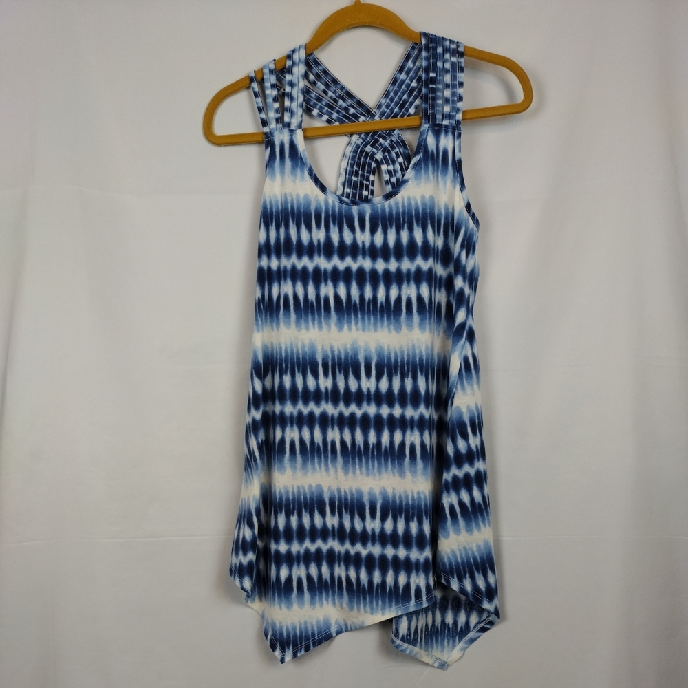 Tie Dye Tank Top small shark bite hem braided straps